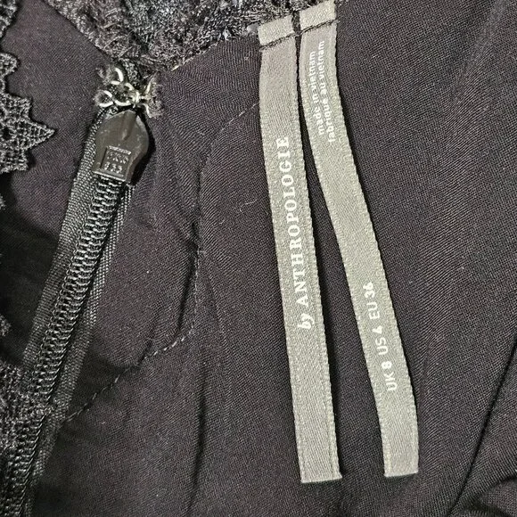 By Anthropologie Lacy V-Neck Mini Dress Women Size 4 Black - Picture 14 of 14